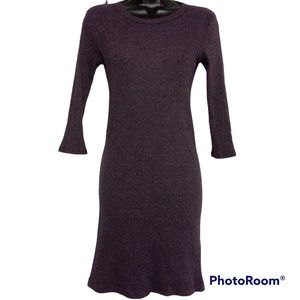Enza Costa 3/4 Ribbed Dress in Plum